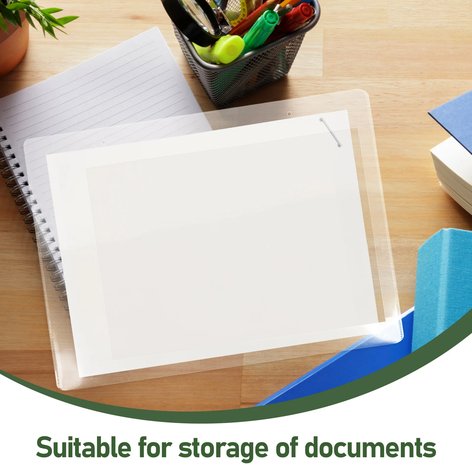 

2pcs Practical Document Folders File Bags Vertical Style Transparent Plastic Storage Holders For Office Study Documents Business