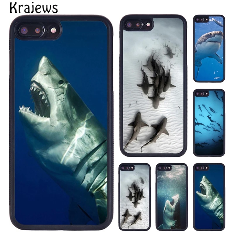 Krajews THE GREAT WHITE SHARK Phone Case For iPhone 16 15 14 X XR XS 11 12 mini 13 Pro MAX Plus cover shell coque