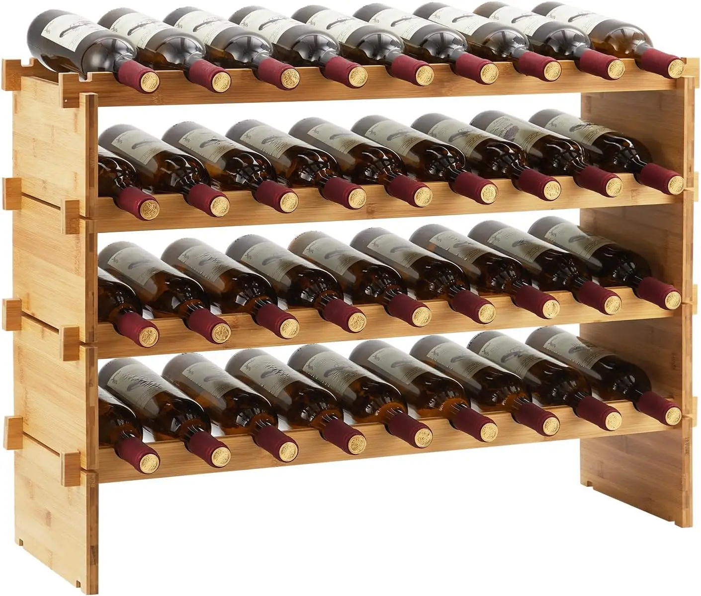 

Bamboo Wine Rack Stackable, Modular Wine Rack, Bamboo Wood Wine Storage Rack, Floor Freestanding Wines Holder Display Shelf