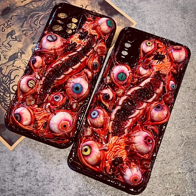 

4186 Original 3D Handmade Mobile Phone Case Bloody Cthulhu Eyes Horror Tentacle Wound Gothic Style Mobile Phone Case Custom Gift