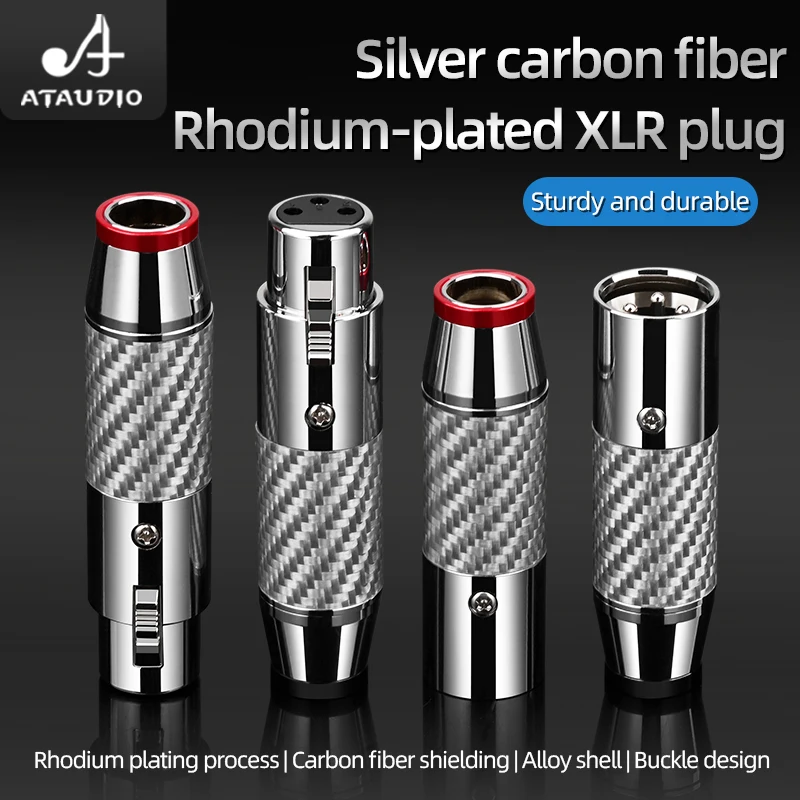 4PCS Hifi XLR Plug Adapter 3 Pin Carbon Fiber Rhodium-plated High end Audio XLR Male Female Connectors Speakers Aux Jack Socket