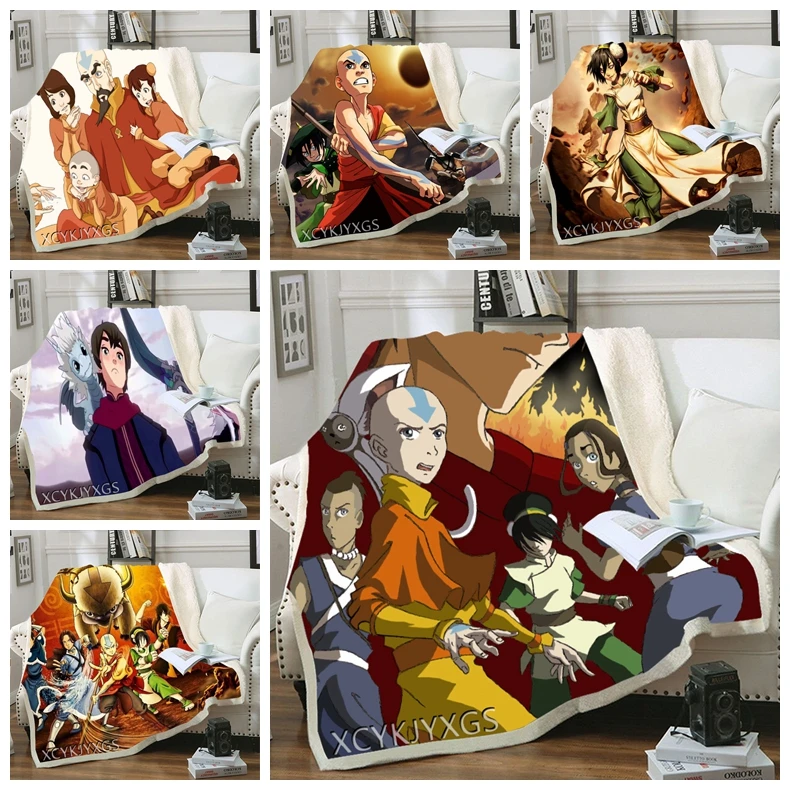 Avatar The Last Airbender 3D Printing Plush Fleece Blanket Adult Fashion Quilts Home Office Casual Kids Girls Sherpa Blanket B31