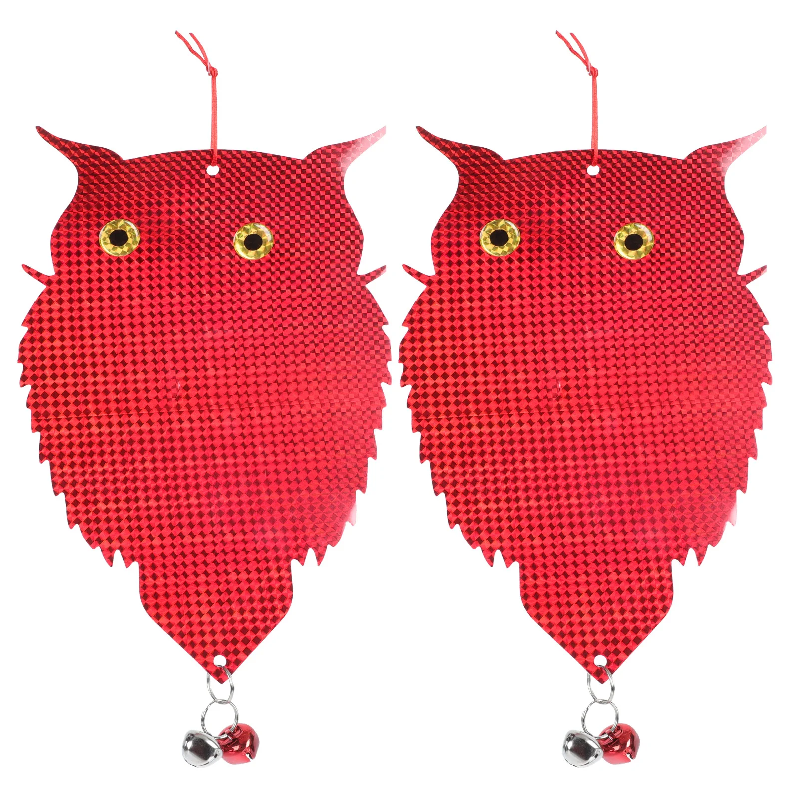 2 PCS Bird Fake Owl Fence Reflective Backyard Double Sided Scare Hanging Plastic