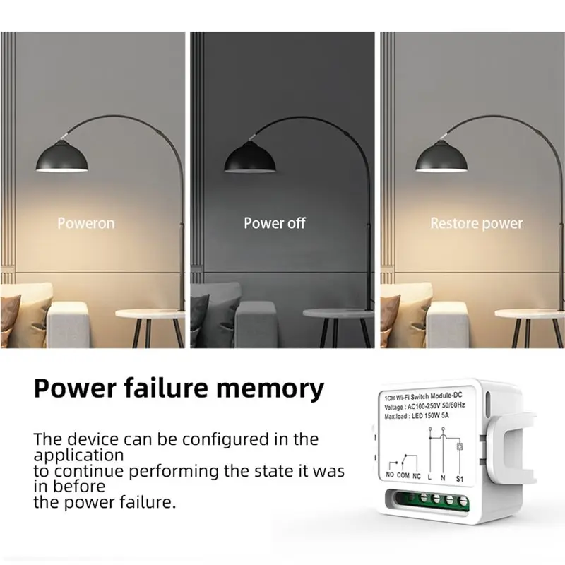 Inventory-1CH Dry Contact Wifi Relay Switch Module AC 100-240V Tuya Smart Life App Activated Dry Contact Switch