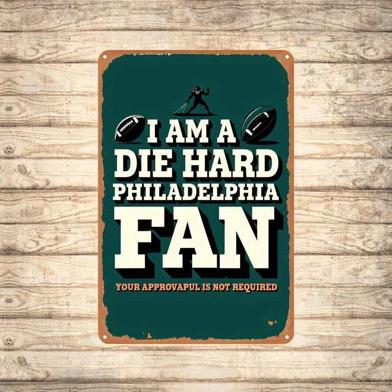 Vintage Philadelphia Football Fan  Tin Sign - Rustic Metal Wall Art, Durable Indoor/Outdoor Decor, Unique Gift Idea for Sports