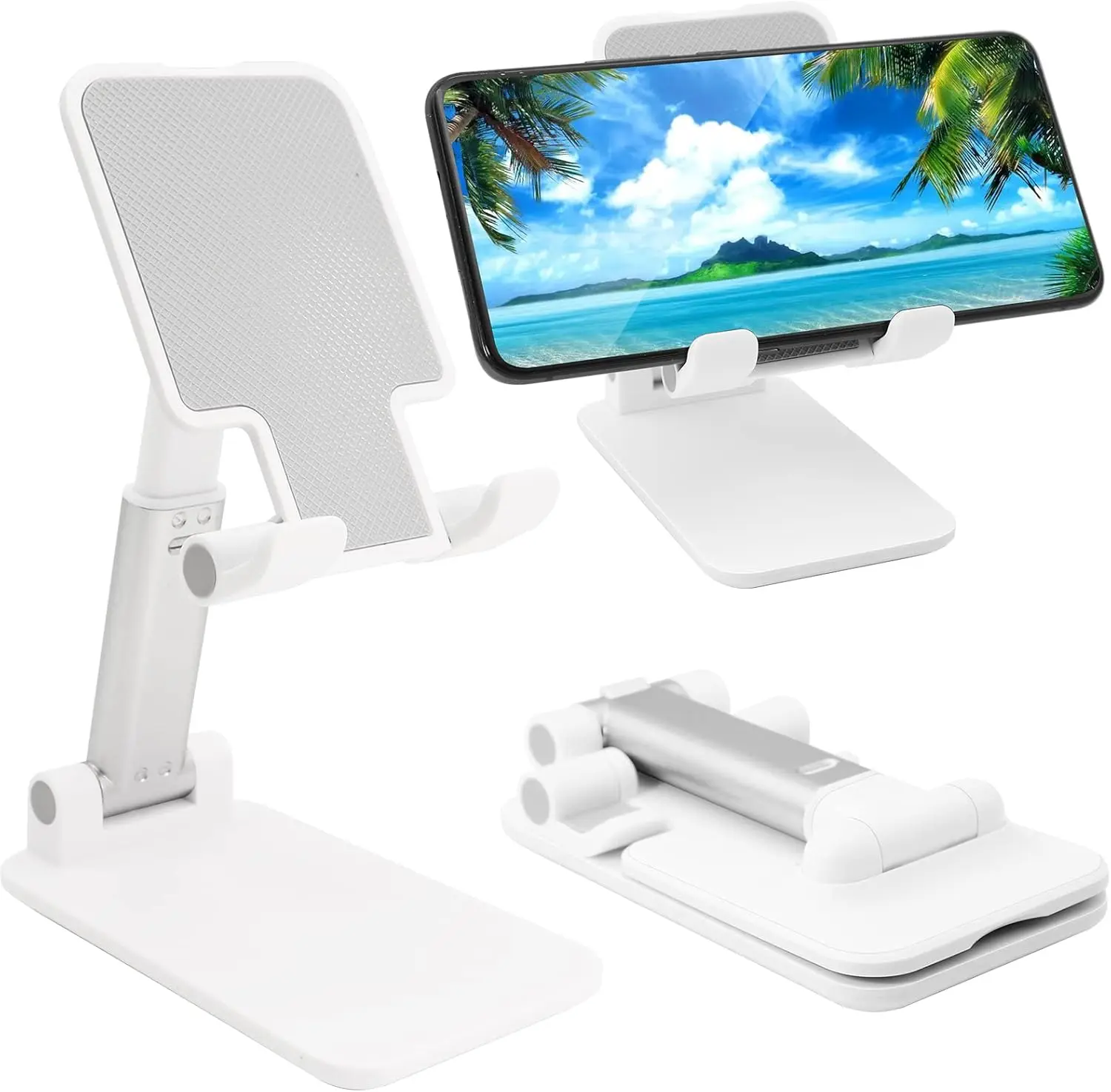 

Stand, Folding Desktop Phone Stand, Angle Height Adjustable Mobile with All Phones 4-10 Inches Cell Phone/Tablet (White)