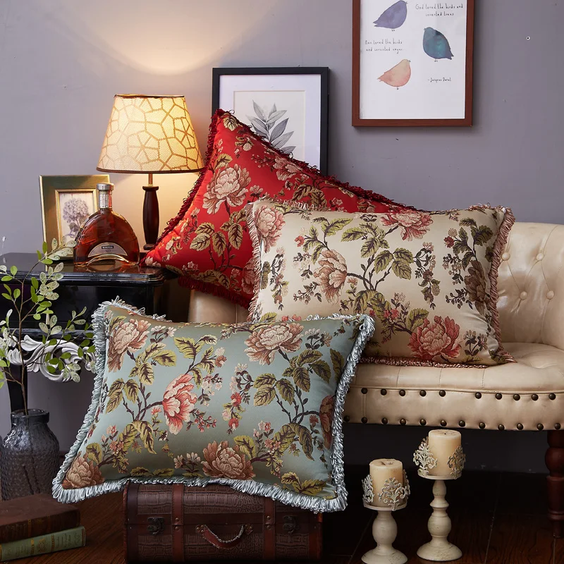 

European-Style Pillow High-End Luxury Sofa Pillow Cover Living Room Cushions Hotel Club Bedside Big Backrest with Core 50x70cm