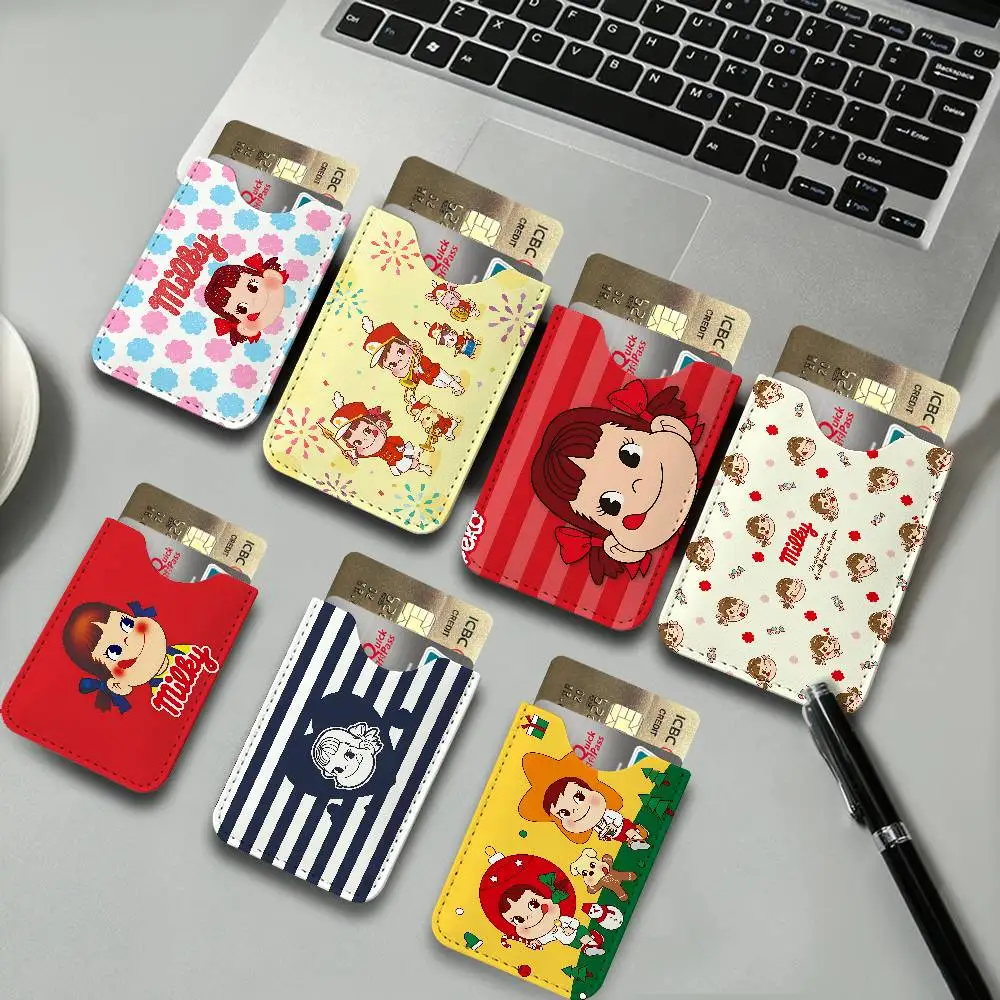 CUTE M-Milky P-Peko-chan Men Women Universal PU Leather Business Card Holder ID Credit Card Organizer Pocket Size Card Case