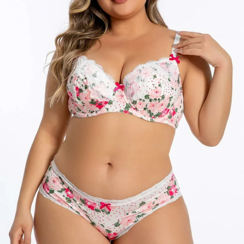 

Women's Plus Size Comfortable Gathered Underwire Adjustable Lace Bra