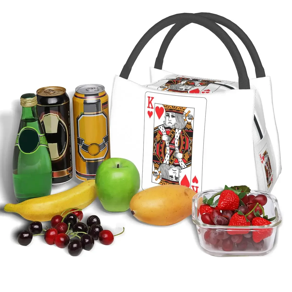 King Of Hearts Poker Playing Card Insulated Lunch Bag for Women Children Leakproof Food Boxes Thermal Lunch Box Tote