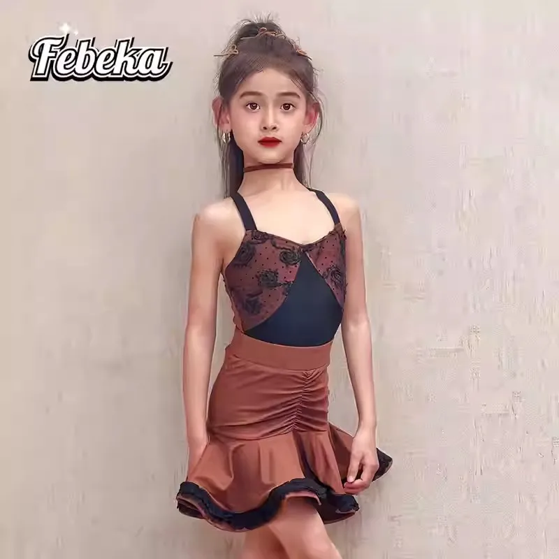 

Тренировочный костюм для латинских танцев для девочек, детский весенне-летний комплект 202, новый высококачественный комплект одежды для танцевальных выступлений