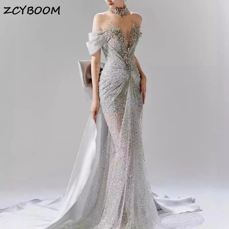 Robe de Soirée Sirène Élégante à Paillettes pour Femme, Tenue Sexy sans Bretelles, pour Occasions Formelles, 2024