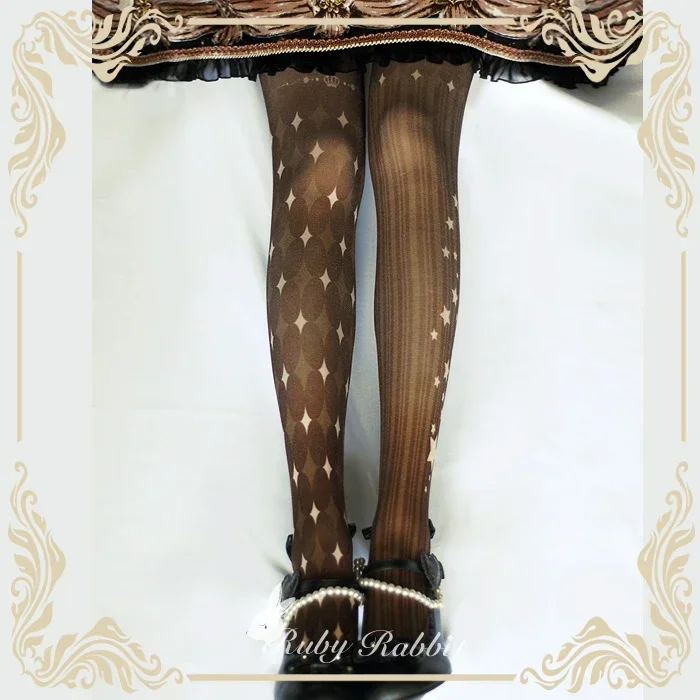 Striped Leggings Lolita Pantyhose Girl Ladies Gothic Printed Base Socks Japanese Style Long Socks Fashion Stockings