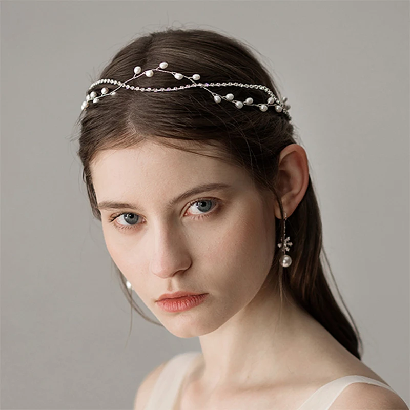 Women Wedding Crowns Bridal Engagement Headdress Imitation Pearl zircon Hair Ornaments Simple Design Tiaras Accessories