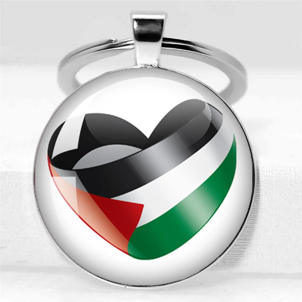 أنماط الفن شخصية فلسطين علم الدولة شعار 25 مللي متر/30 مللي متر زجاج قبة المفاتيح حلقات المفاتيح للنساء الرجال المجوهرات هدية #6