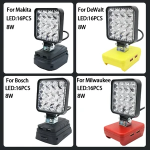 Lampu LED untuk Dewalt untuk Milwaukee untuk Makita untuk Bosch Lampu Sorot Baterai 18V Kerja Luar Ruangan Lampu Alat Darurat Genggam Pemancingan 12 baterai penjualan terbaik jt bc200 15 - №
