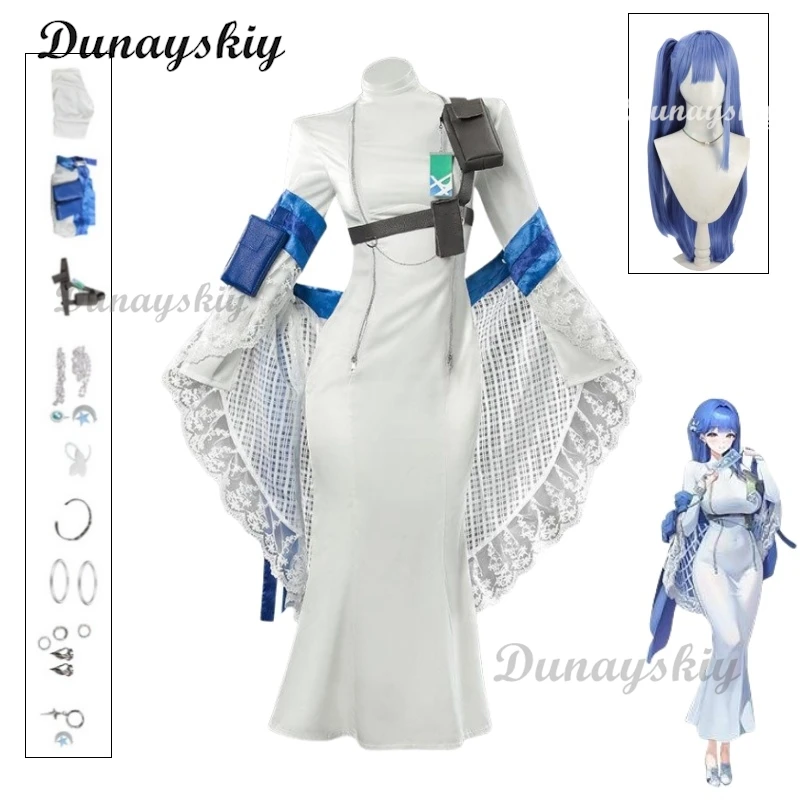 

Arcana Cosplay Game Nikke The Goddess of Victory Costume Wig Clothes White Evening Sexy Dress Role Play Halloween Comic Con