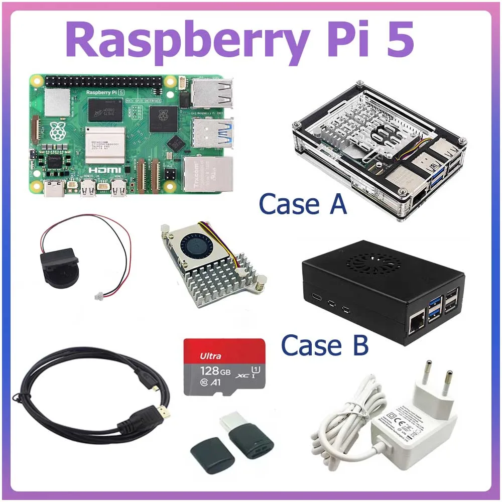 Raspberry Pi 5 2GB 4GB 8GB RAM Board Computer 2.4GHz Cortex-A76 CPU  Optional Case Fan Power Supply for Pi5