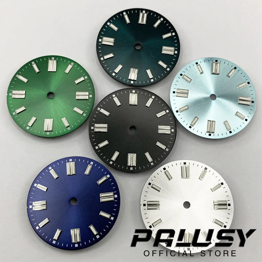 28.5mm NH35 White Black Blue Green Watch Dial Green Luminous Watch Faces For NH35 NH36 PT5000 ETA 2824 2836 Miyota 8215 Movement