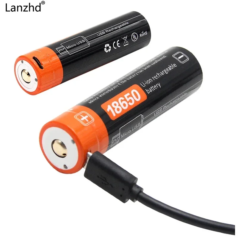 18650 Akumulator litowo-jonowy 3,7 V Akumulatory USB 18650 2600 mAh Rzeczywiste urządzenie Micro USB o dużej pojemności z inteligentnym ładowaniem DC