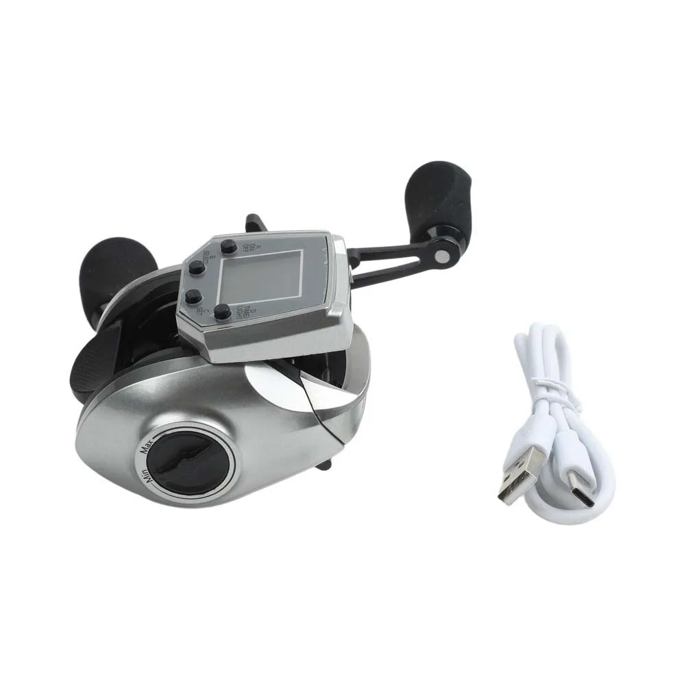 Night Fishing Digital Fishing Reel Fishing Reel Silver Dual Temperature Time Display Retrieval Speed Display For Boat Fishing
