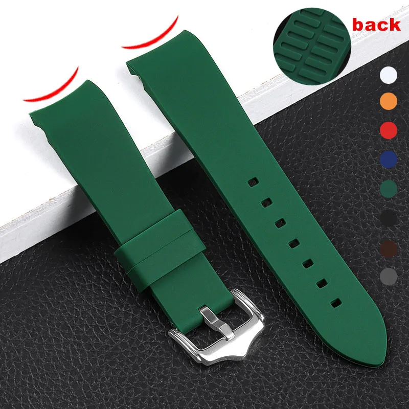 18mm 19mm 20mm 21mm 22mm 24mm Curved Silicone Watch Strap for Rolex for Omega Watchband Women Men Waterproof Sport Bracelet