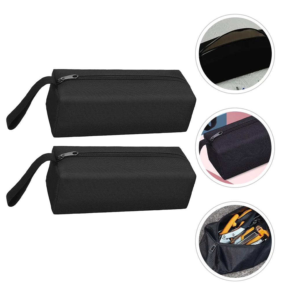2 pcs Tool Storage Bag Oxford Cloth Pouch Zipper Small Tools Black Large BD02 Waterproof MultiFunctional Travel Use
