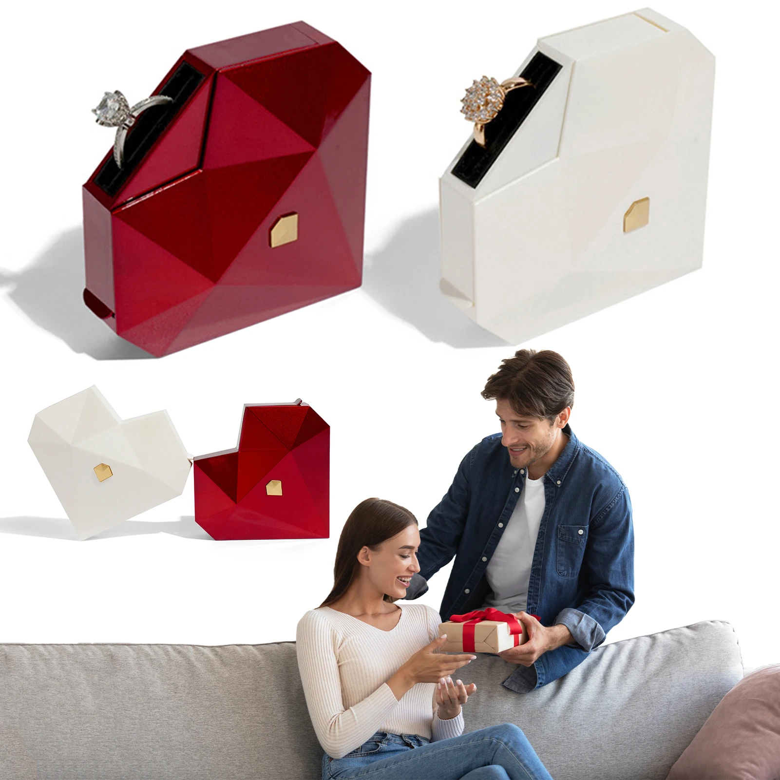 

Valentine's Day Surprise Box Creative Diamond Shaped Organizer Box For Ring Confession Props For Crush Party Decor Supplies