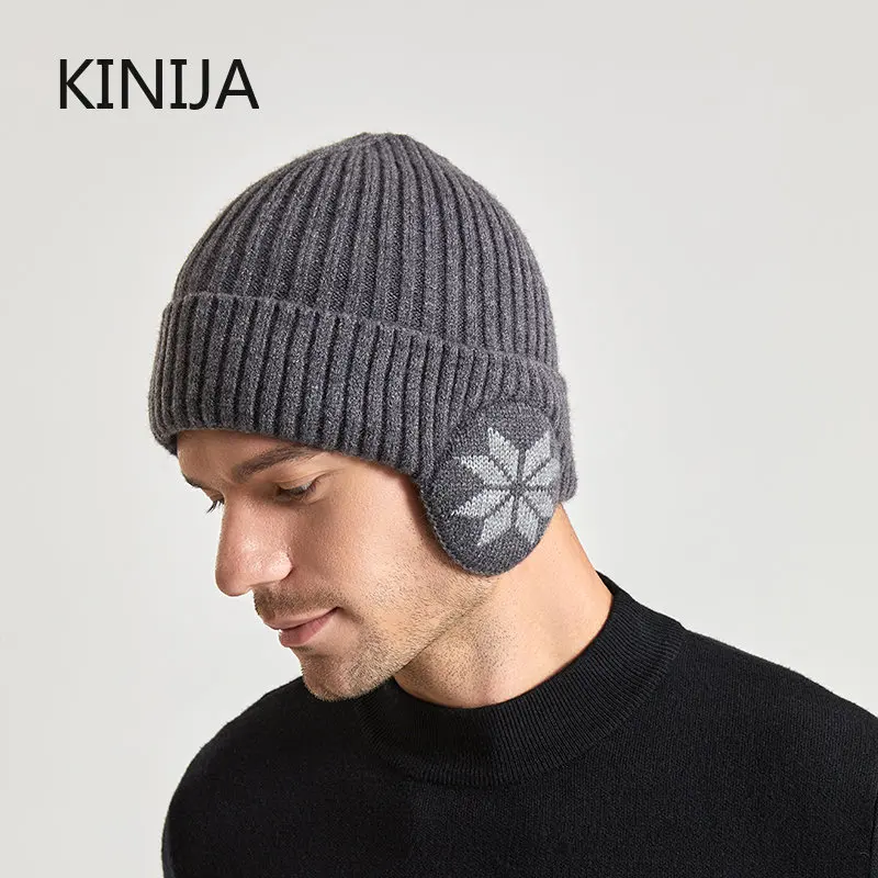 Winter Warm Plush Knitted Benines for Men Women Snow Fashion Skullies Hat Unisex Outdoor Coldproof Ear Protection Wool Caps