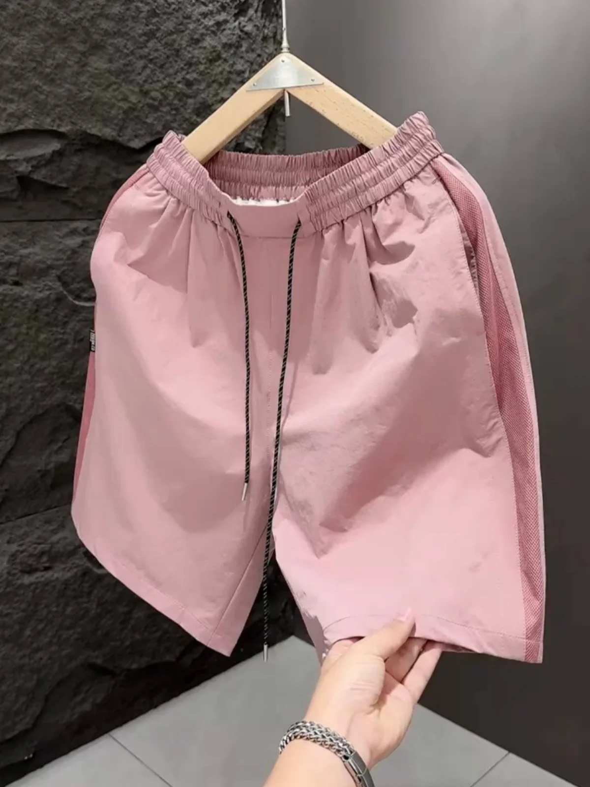 Summer Thin Dopa Candy Color Casual Shorts Unisex Outdoor Sports Five-Quarter Length Elastic Waistband Polyester Fiber