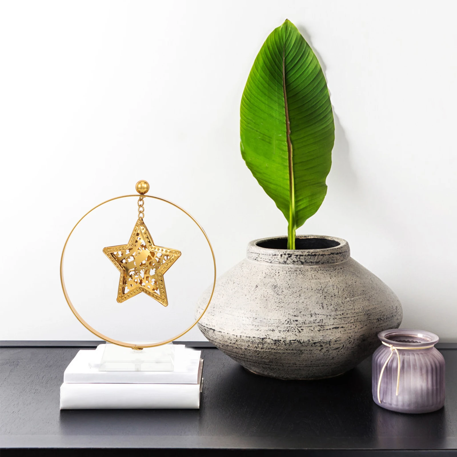 

Five-Pointed Star Decoration Tabletop Star Ornament Crystal Iron Desktop Craft Gift Home Decor Christmas Table Decor