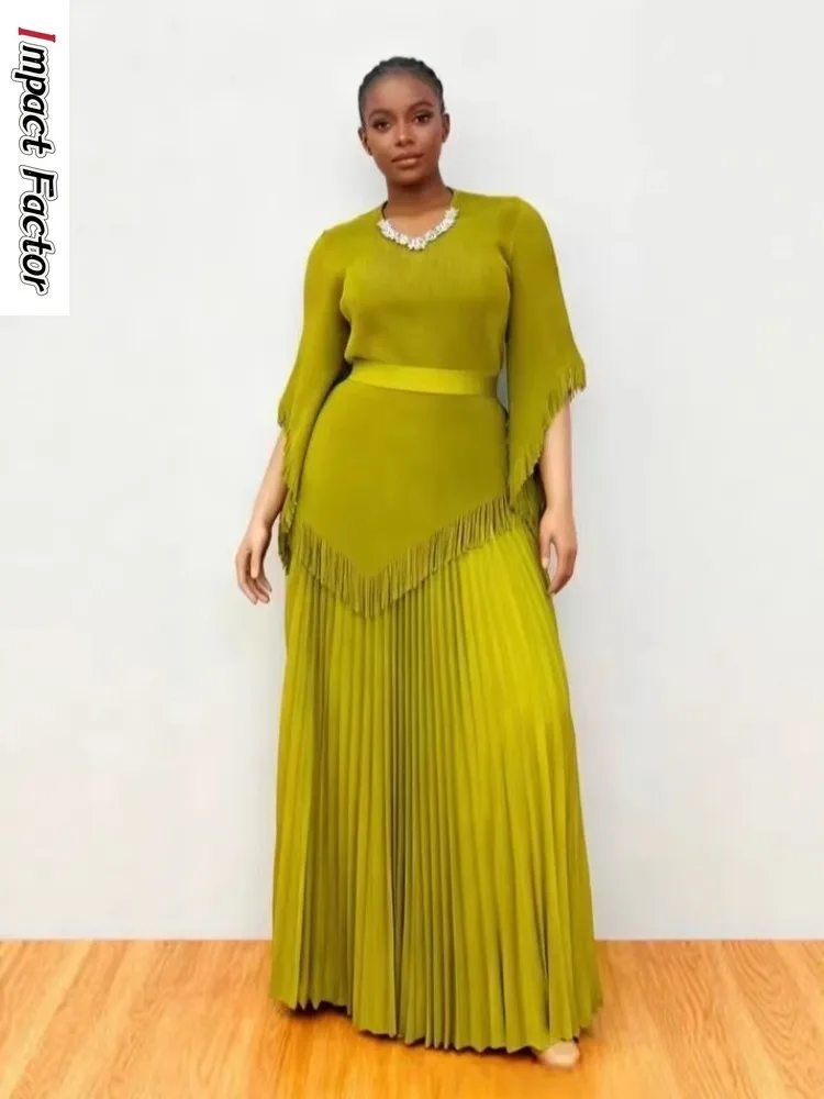 

Новый весенний комплект 2026: плиссированный топ Miyake с рукавами «летучая мышь» и плиссированная юбка для женщин