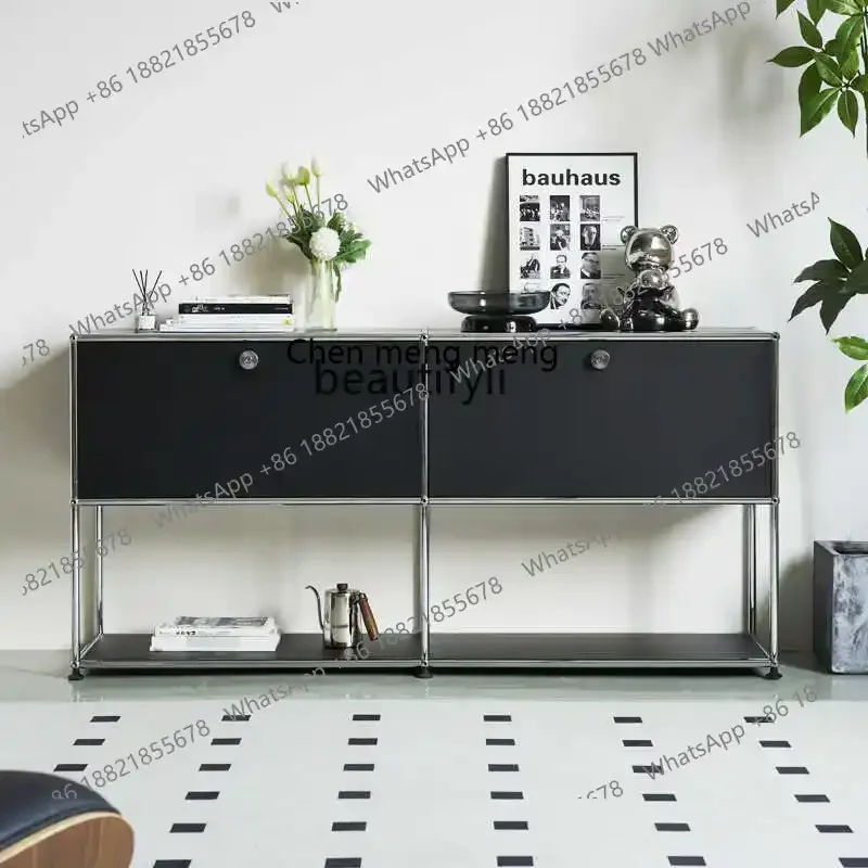 

zxMetal TV Cabinet Decorative Medieval Edge Shelf Bookcase Black Modular Cabinet