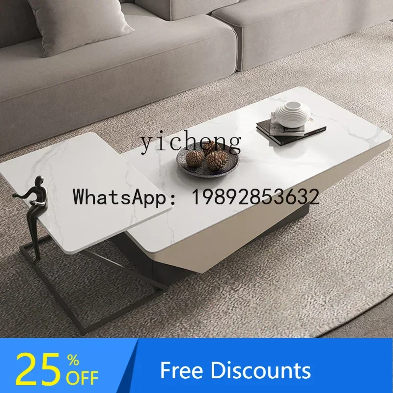 

rock slab coffee table TV cabinet combination modern simple small apartment living room creative home