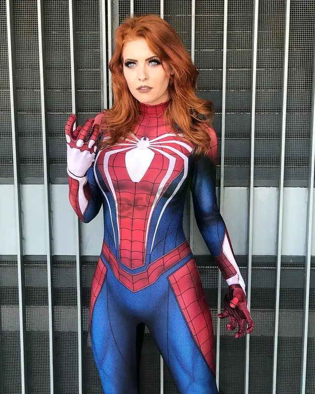 スパイダーマンプレイスーツ,スーパーヒーロー全身タイツコスチューム,3Dプリント,女性用,ハロウィーン用,カーニバルパーティー用