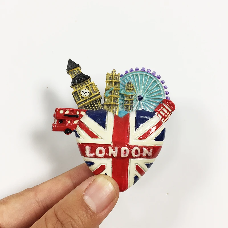 

‌British London Iconic Scenery Heart-shaped Resin Fridge Magnet - Creative Travel Souvenir