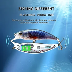 3.75 Inch Electronic Mechanical Vibration Fishing Lure LED Flashing Hard Body Bait Electric Vibration Jerkbait