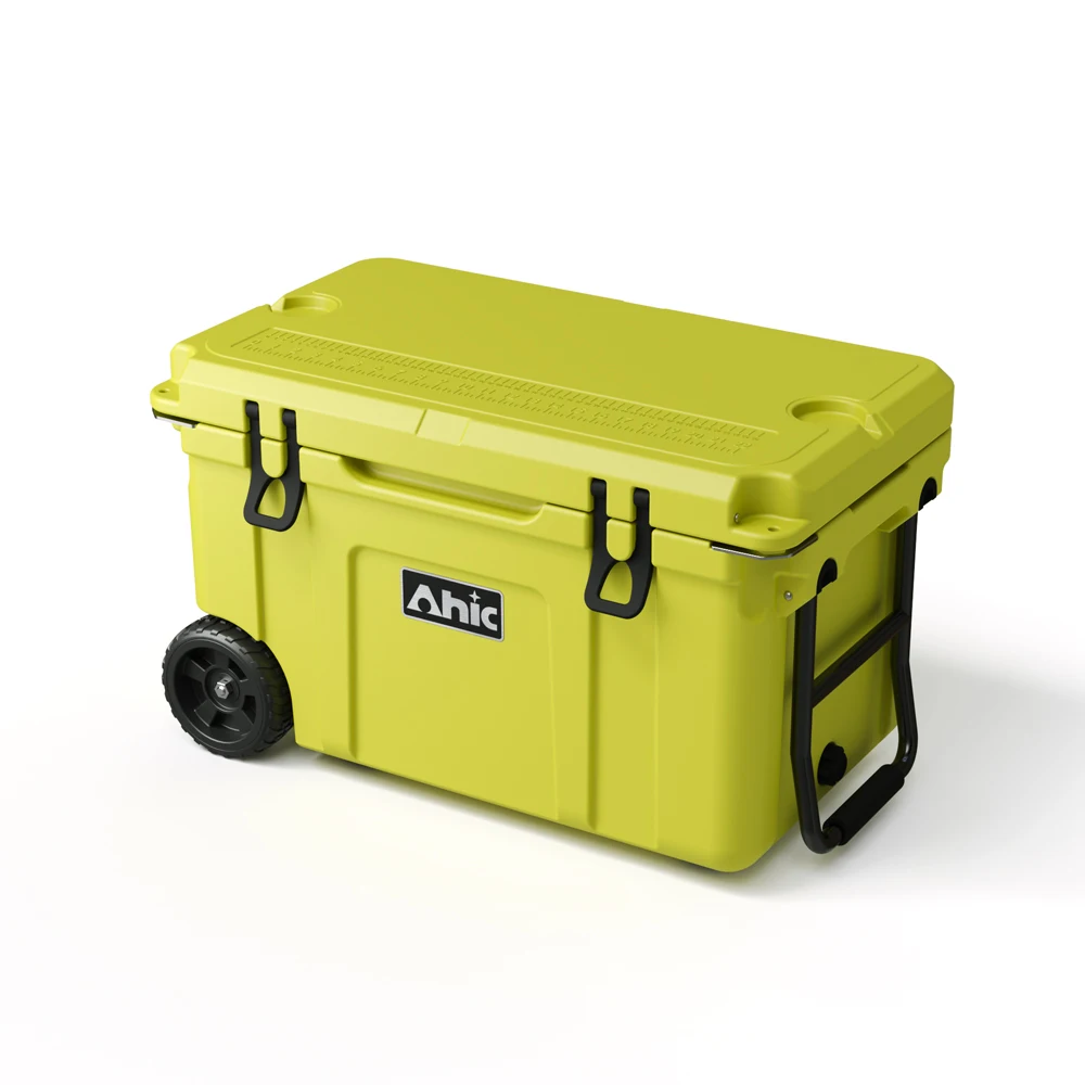 55L Eco-Friendly Recyclable Cooler Box with Wheels Modern Heat Preservation Rotomolded Plastic for Outdoor Camping Fishing