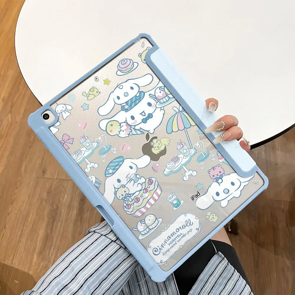 Sanrio Cinnamoroll Party Apple ipad Protective Case y+3 Fold 7/8 Generation ipad10 Tablet Case Air6 Pro Pen Slot 5/4 Cartoon 9/8