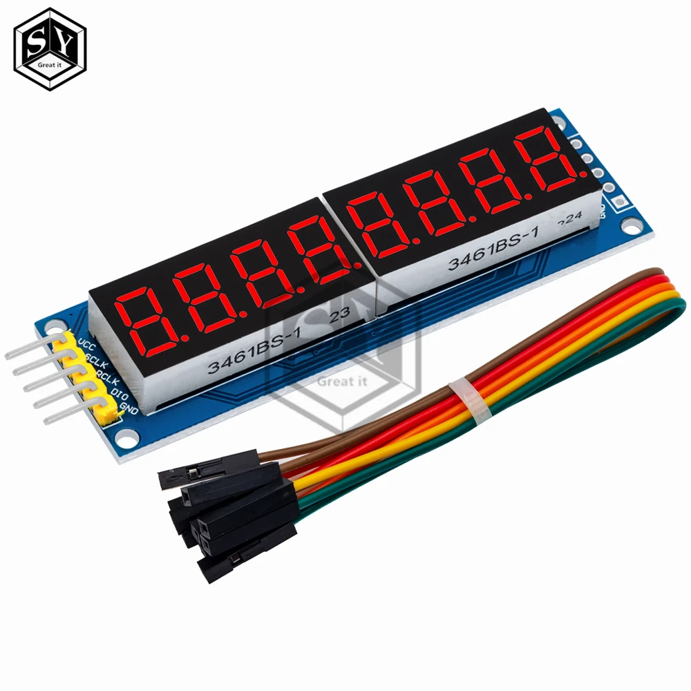 BAISHUN 74HC595 CWG 8-Digit 8 Bits 8bit Digital Tube Display Control Module Red Three IO for Arduino 595 Driver