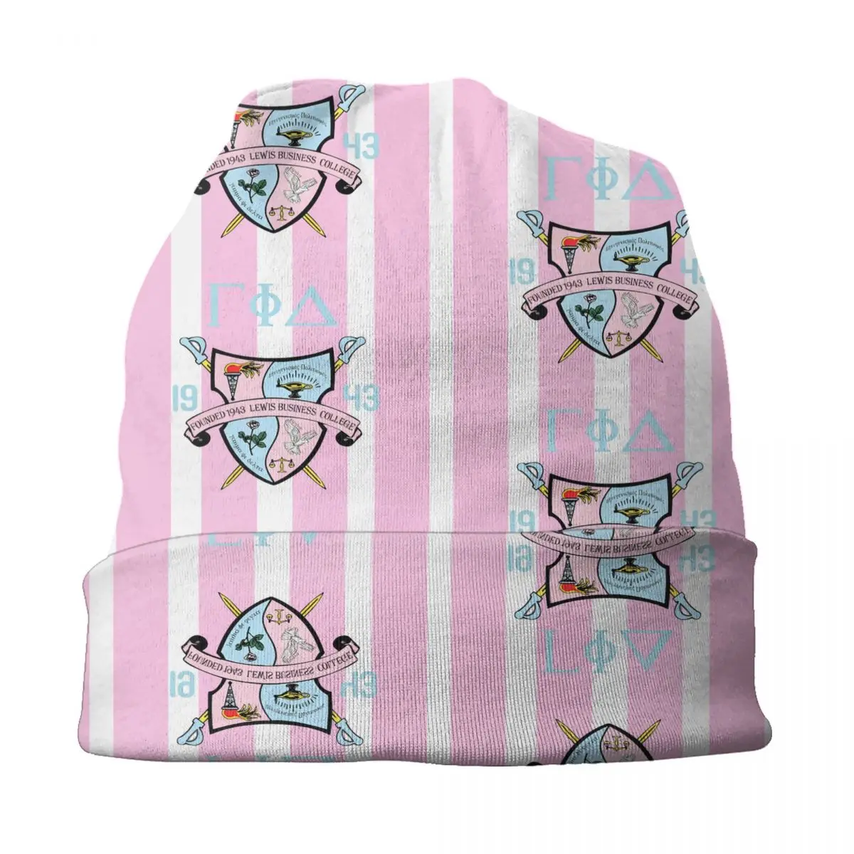 Custom Pink Blue Gamma Phi Delta Visual Feature Beanie Cap Winter Bonnet Homme Knitted Hats Cool African Skullies Beanies Caps - view 3