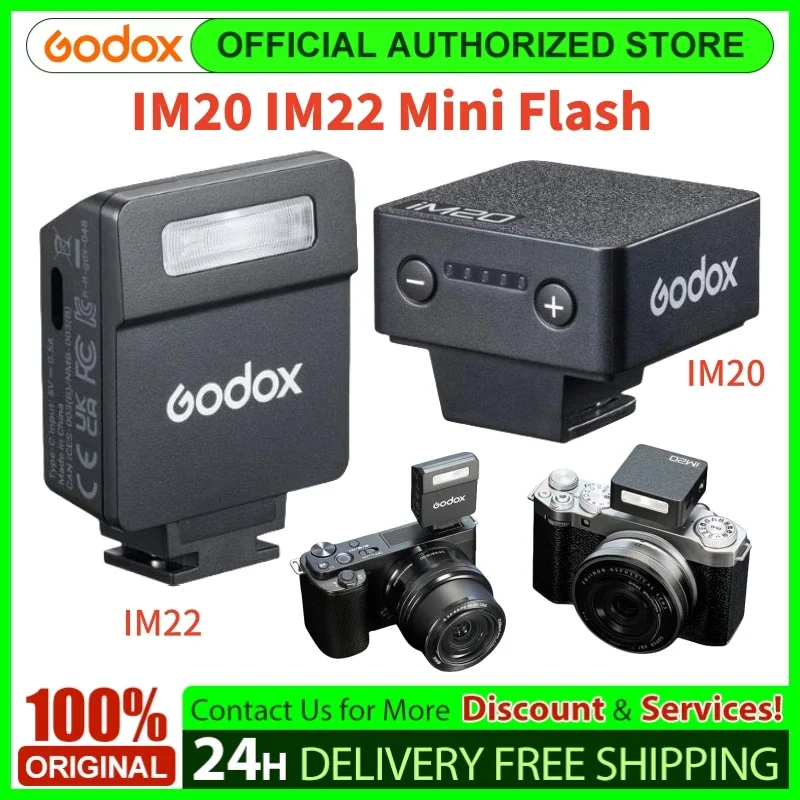 Godox IM22 IM20 Mini Flash Manual Flash for Various Camera Models 5 Output Levels of Power Universal Hot Shoe Mount