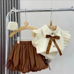 Children's Summer Suit New Girl Baby Cotton Short-sleeved Shirt Shorts Clothing Outfit Little Girl Clothes Set 2 4 6 7Y