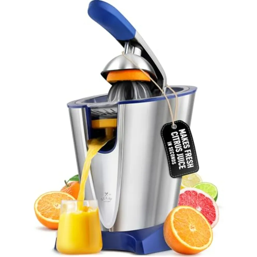 

Электрическая соковыжималка для цитрусовых — делает свежим апельсином, лимоном, грейпфрутом, лаймовым соком — нержавеющая сталь, 160 Вт, мощная и тихая, сменная