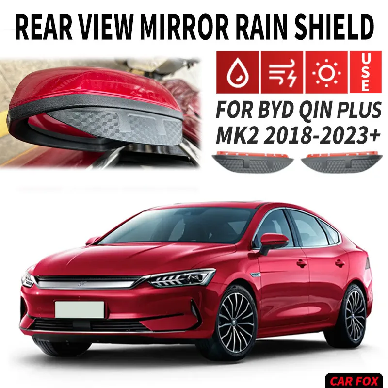 

For BYD Qin Plus Pro 2018-2023+ Car Rear View Mirror Rain Shield Protective Cover Sun Shade Car Styling Auto Accessories