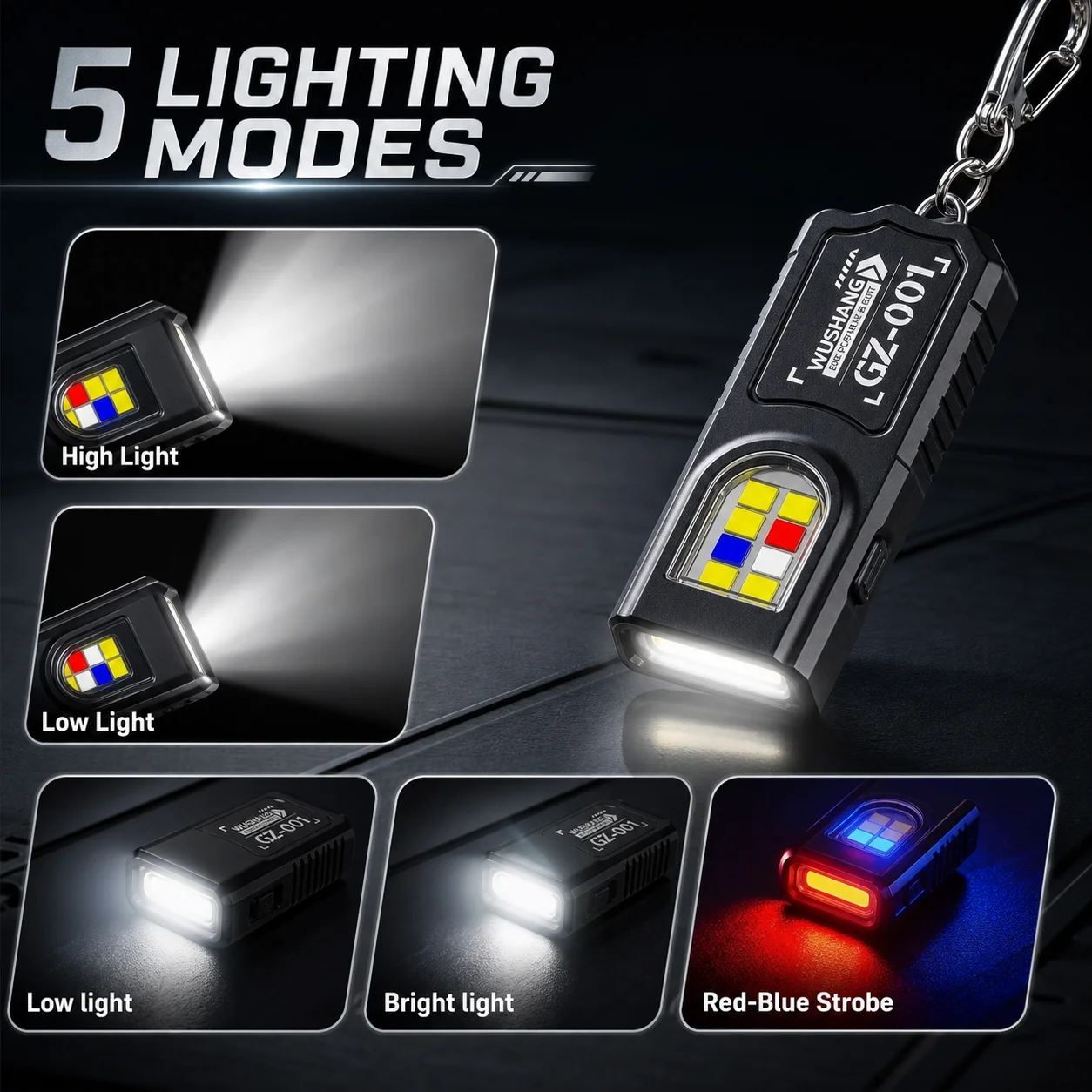 Powerful Mini COB LED Keychain Flashlight USB C Rechargeable Hanging Work Light Waterproof Keyring Camping Walking Pocket Lamp image 2