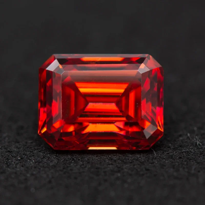 

Moissanite Emerald Cut Garnet Colored Gemstone Lab Grown Diamond Charms Diy Jewelry Rings Making with GRA Certificate