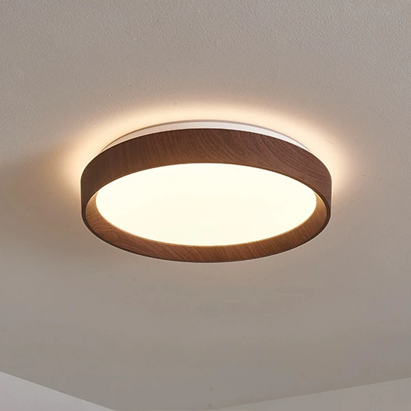 Moderne LED-Deckenleuchte, kreisförmig, Holzmaserung, Walnuss, dekoratives Licht, Schlafzimmer, Esszimmer, Wohnzimmer, Innenbereich, Heimleuchte