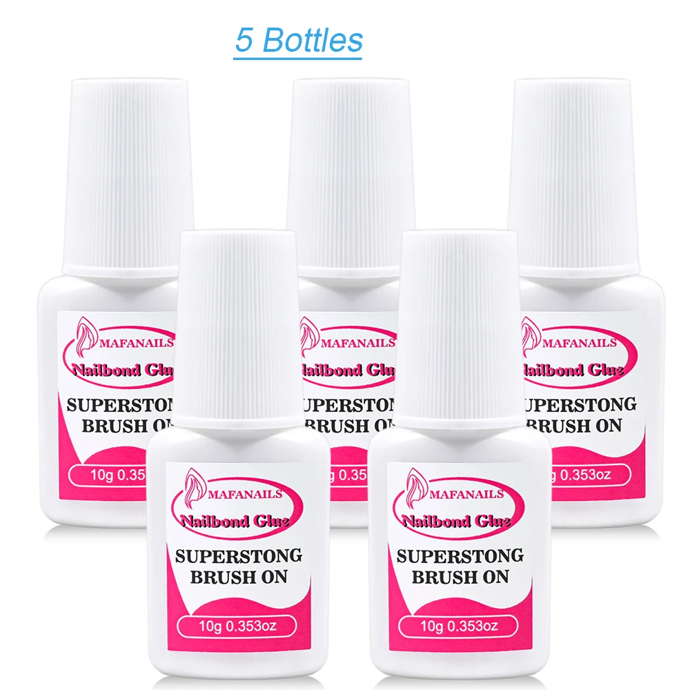 5 ชิ้น Super Strong กาวเล็บสําหรับกดบนเล็บยาวนานหักเล็บซ่อม Nailbond กาวแห้งเร็ว NailBond แปรงบนกาว