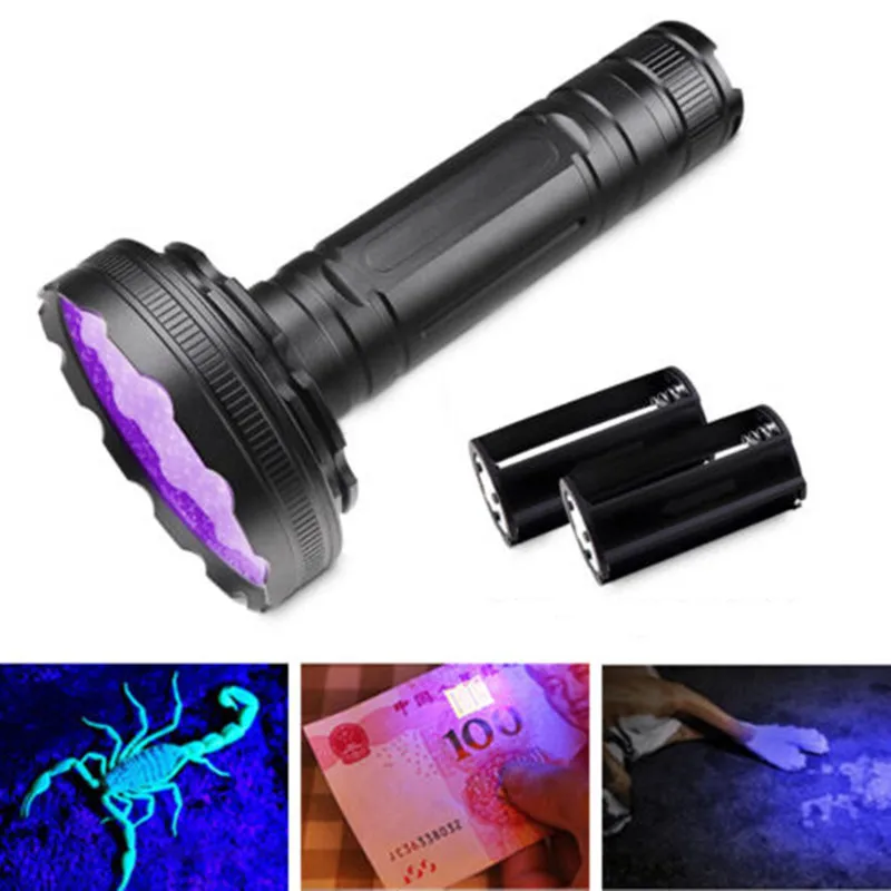 128 395NM UV LED Purple Light Ultraviolet Inspection Flashlight Waterproof Multifunctional Fluorescent Detector Portable Torch